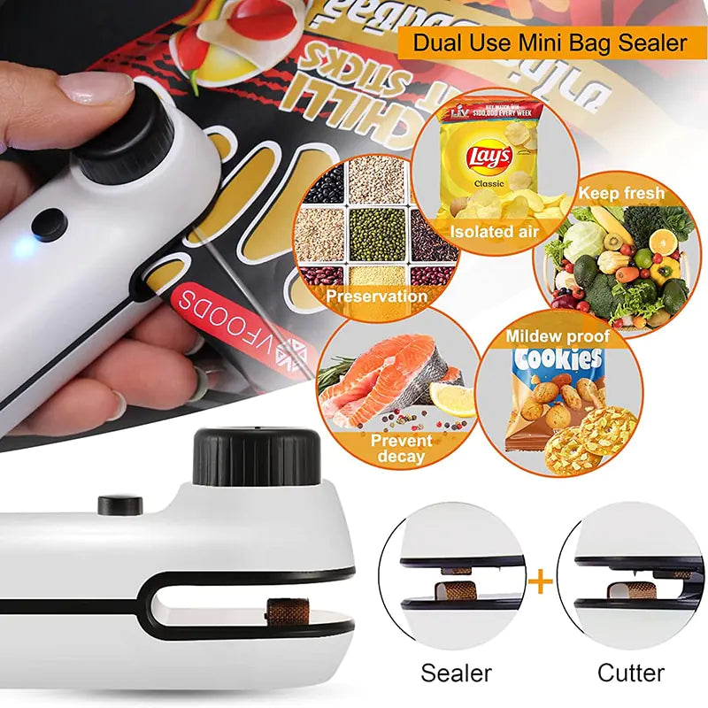 Innovative USB Mini Bag Sealer & Cutter: Rechargeable 2-in-1 Tool for Perfect Freshness Anytime! - Image 3