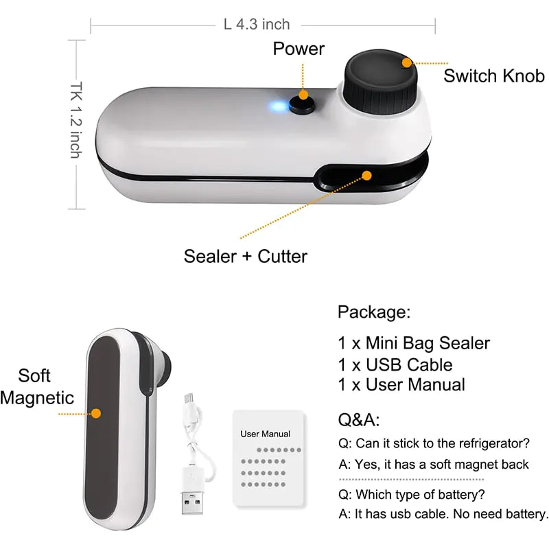 Innovative USB Mini Bag Sealer & Cutter: Rechargeable 2-in-1 Tool for Perfect Freshness Anytime! - Image 5